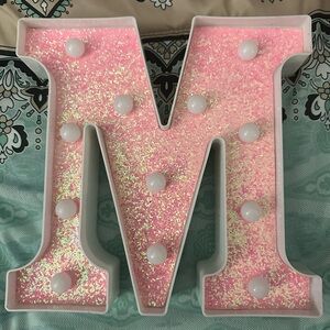 Pink Glitter Light-Up Letter M